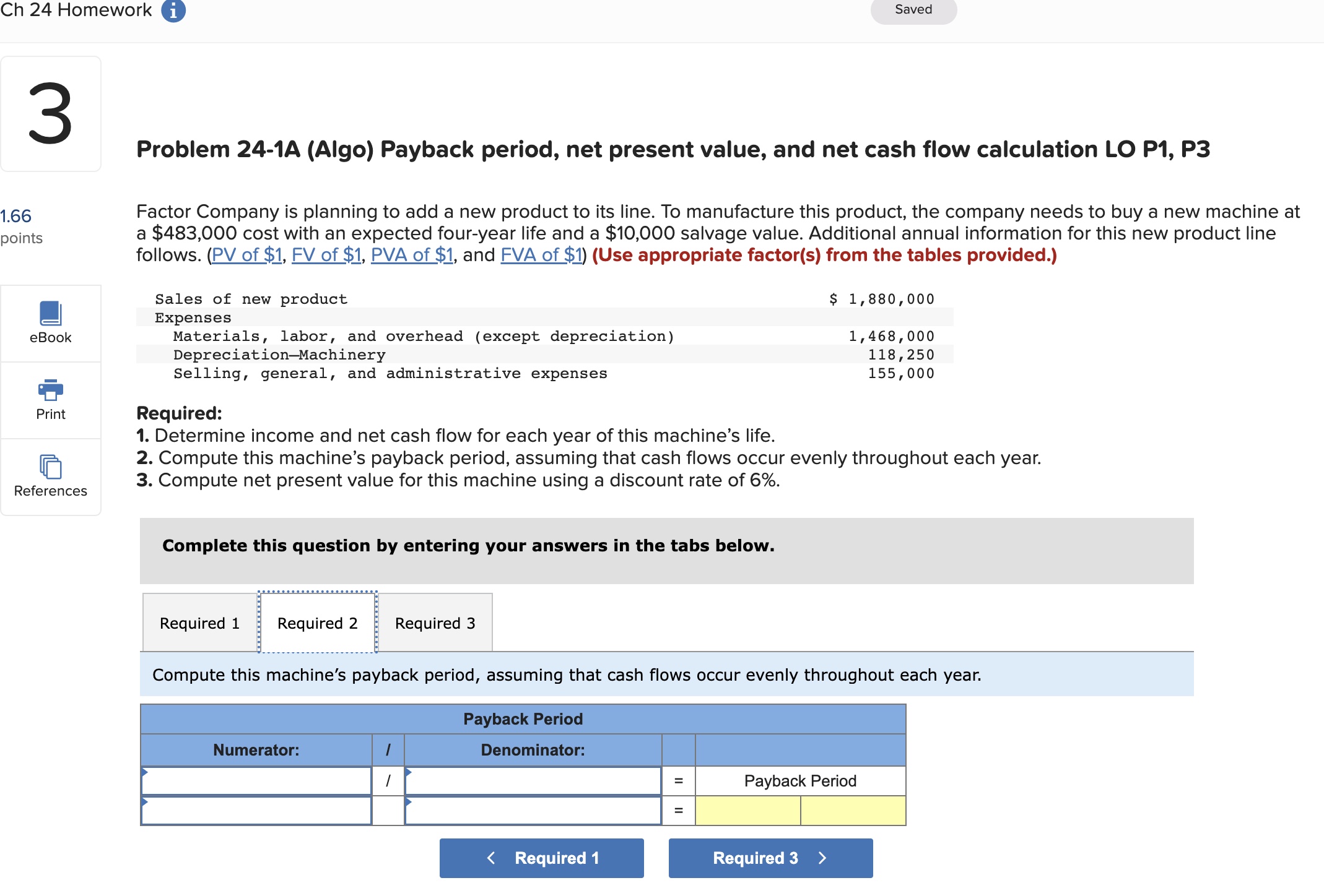 flow calculation LO P1, P3 Factor Company is planning to add a