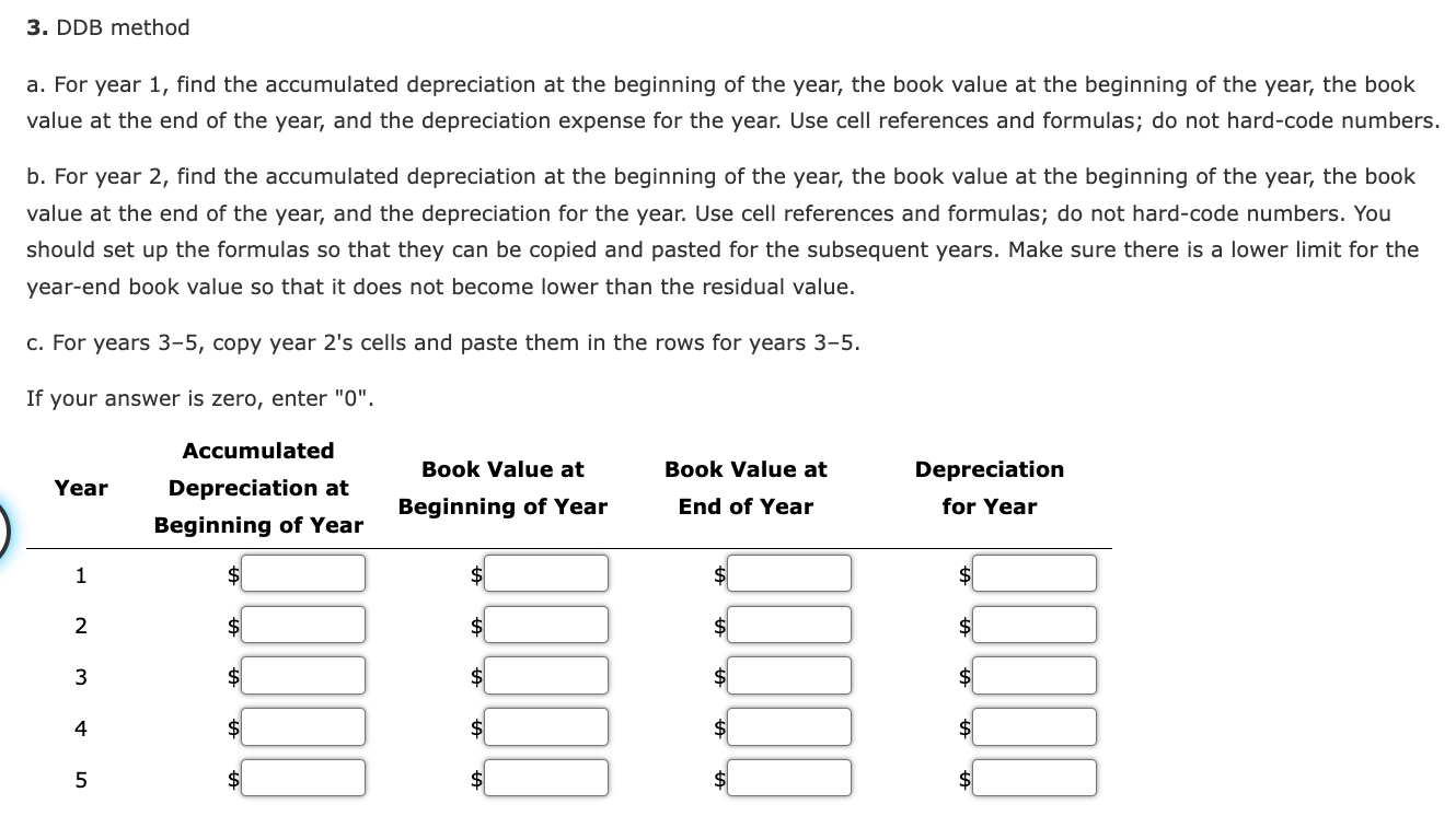 the straight-line method and the double declining balance method. 2. create Excel