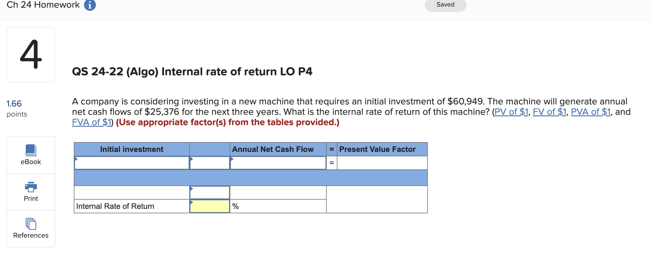 to buy a new machine a $483,000 cost with an expected four-year