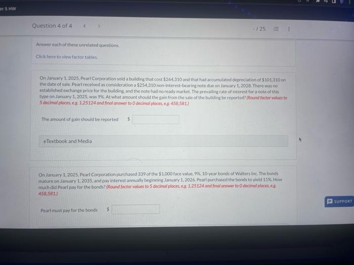 unrelated questions. Cilck here to view factor tabies. On January 1, 2025,