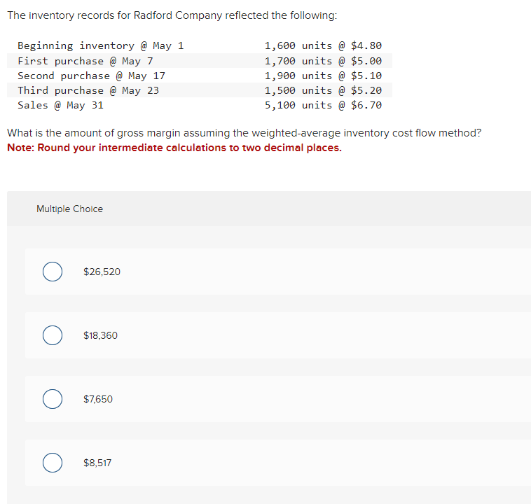 PLEASE ANSWER BOTH, THANK YOU SO MUCH! The inventory records for Radford