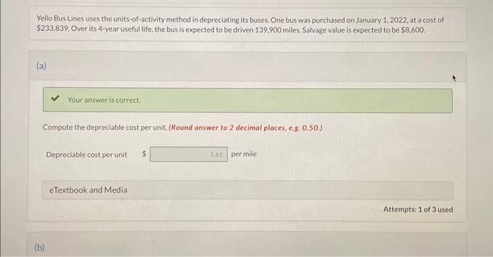need help with section b!! Yello Bus Lines uses the units-of-activity method