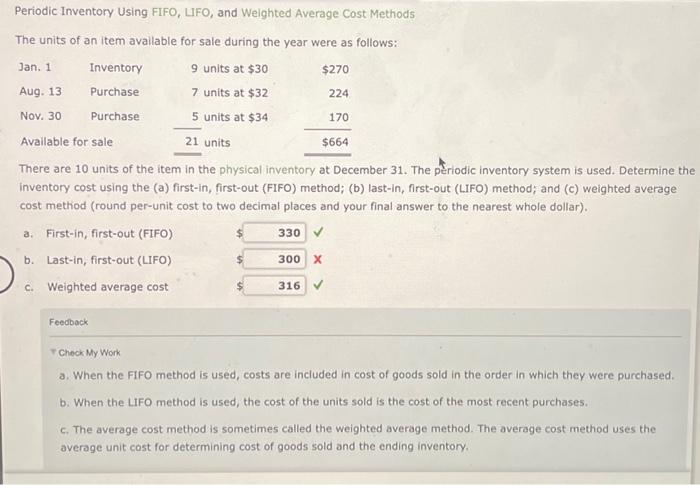  Periodic Inventory Using FIFO, UFO, and Weighted Average Cost Methods The