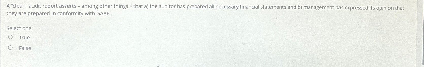  A "clean" audit report asserts - among other things - that