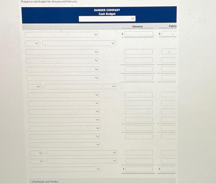 balance of $51.750 on January 1.2020. Relevant monthly budget data for the