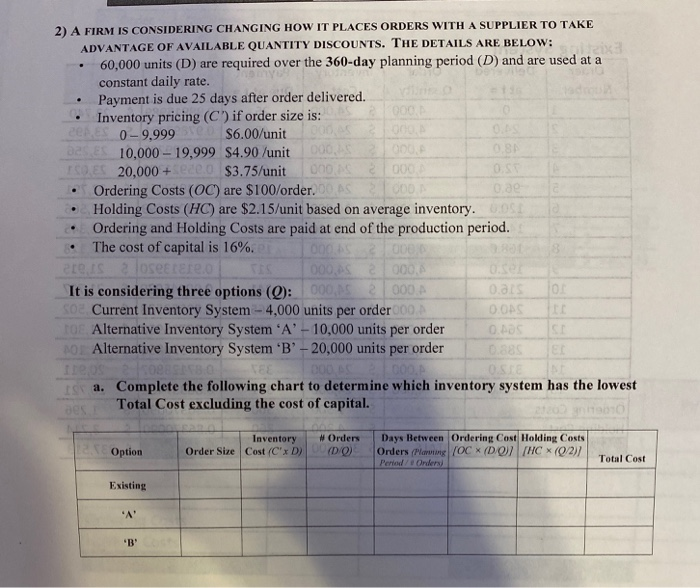  . . . 2) A FIRM IS CONSIDERING CHANGING HOW IT