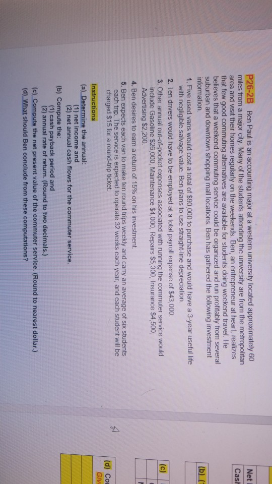 problem is NOT in your textbook (1) Annual (2) Annual Net Income