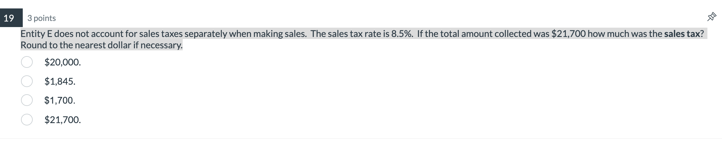 Entity E does not account for sales taxes separately when making