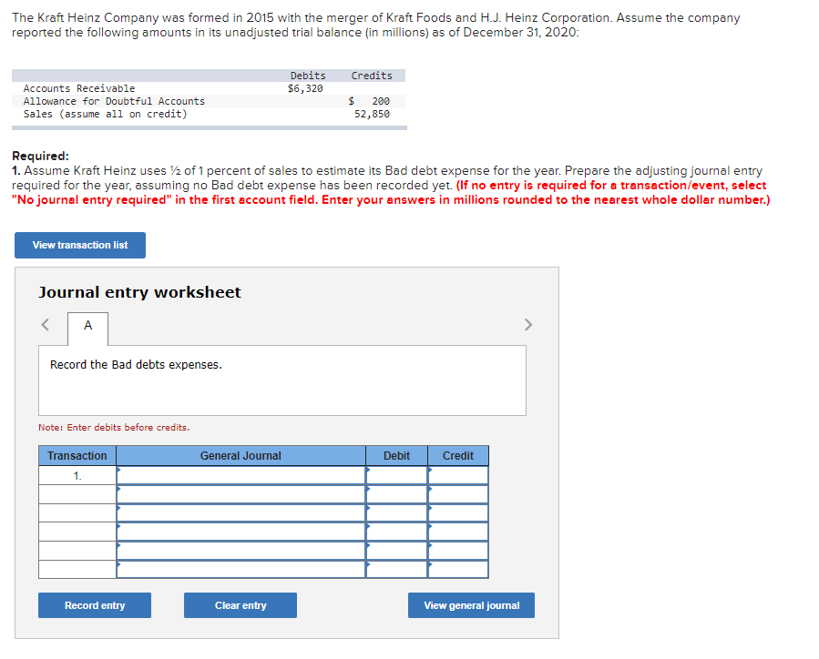 Please solve question 1, 2, 3, 4. The Kraft Heinz Company was