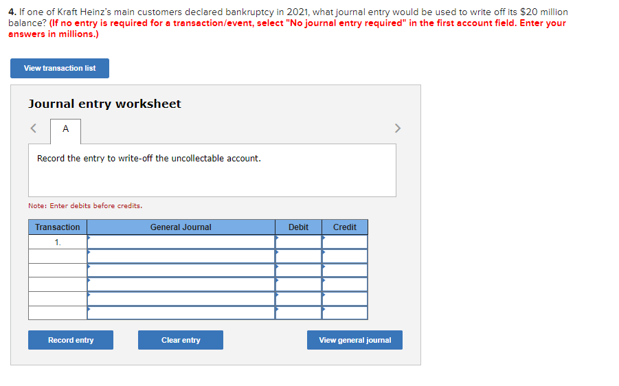 balance (in millions) as of December 31,2020 : Required: 1. Assume Kraft