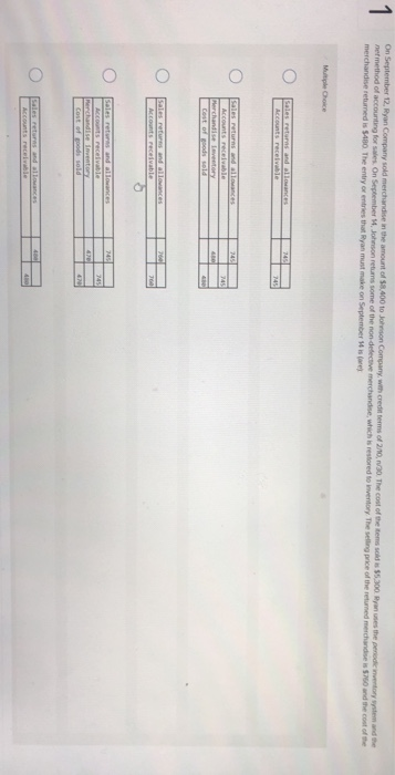  1 On September 12, Ryan Company sold merchandise in the amount