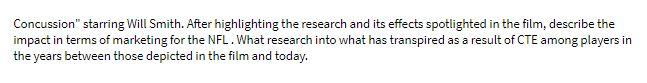 Concussion" starring Will Smith. After highlighting the research and its effects