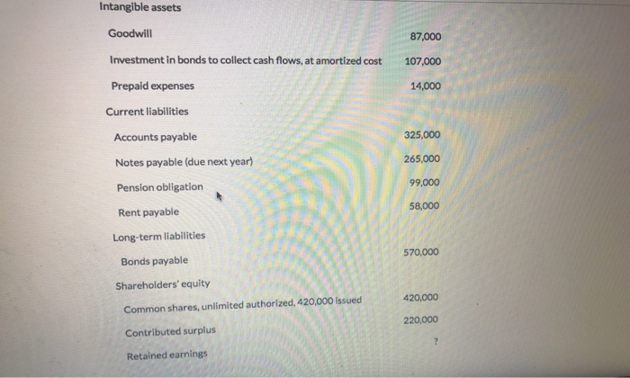 operations. The bookkeeper recently completed the following statement of financial position in