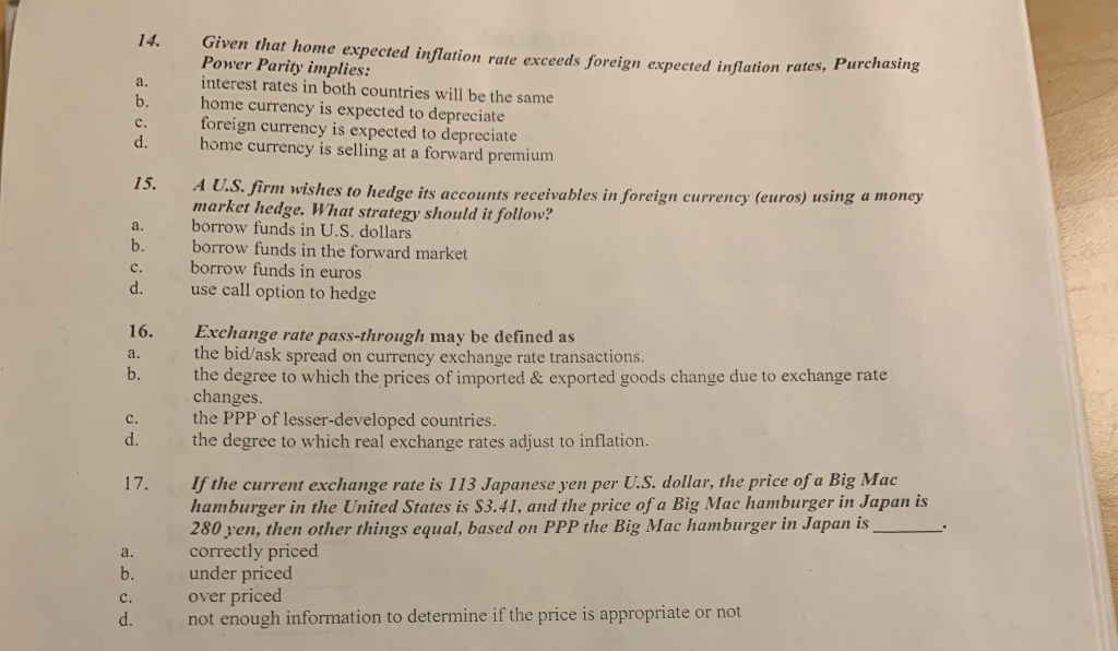 Given that home expected inflation rate exceeds foreign expected inflation rates,