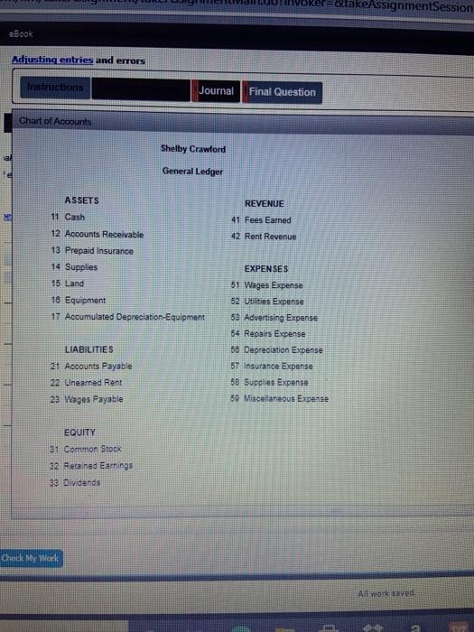  Adjusting entries and errors takeAssignmentSession eBook Adjusting entries and errors Instructions