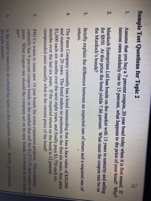  Sample Test Questions for Topic 2 1. Assume that you buy