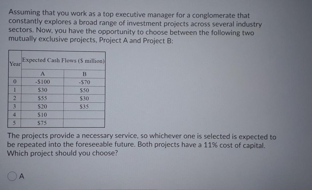  Assuming that you work as a top executive manager for a