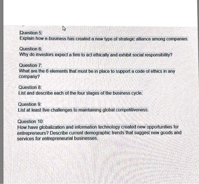  Question 5 Explain how e-business has created a new type of