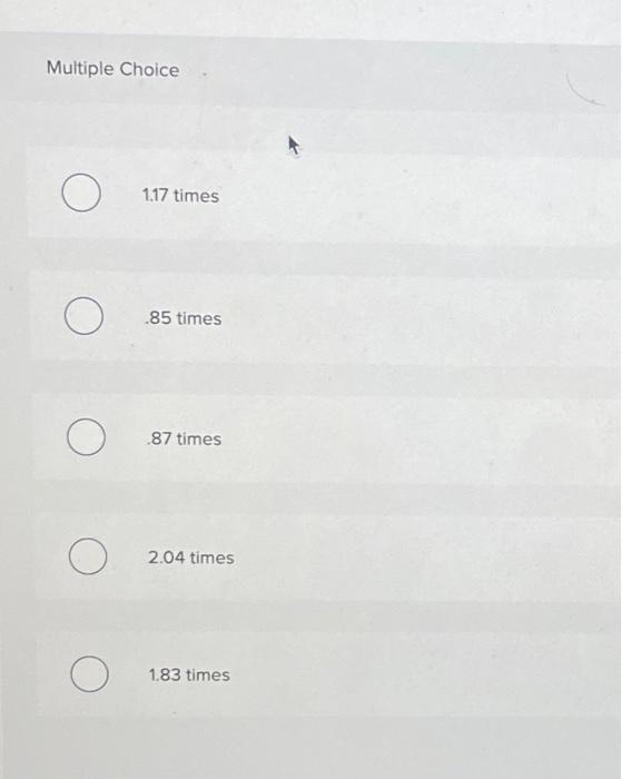 times .85 times .87 times 2.04 times 1.83 times