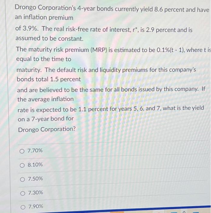 following yield curve for Treasury securities: Maturity Yield 1 Year 4.20% 2