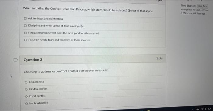  When initiating the Conflict Resolution Process, which steps should be included?