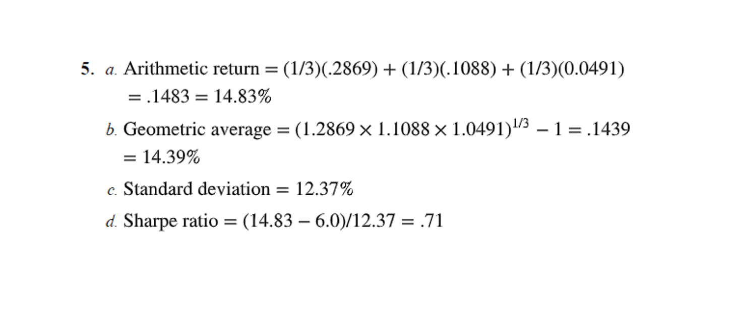 returns for years 3-5 in $ Spreadsheet 5.2 a. Compute the arithmetic