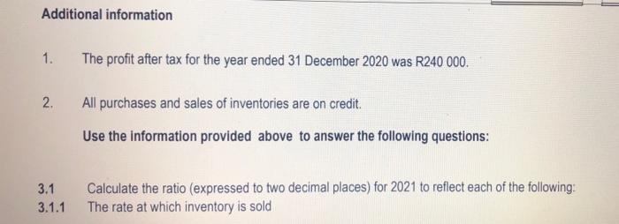 Interest expense Profit before tax Profit after tax R 1 960 000