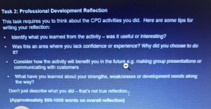 management Task 2: Professional Development Reffection This lask requires you to think