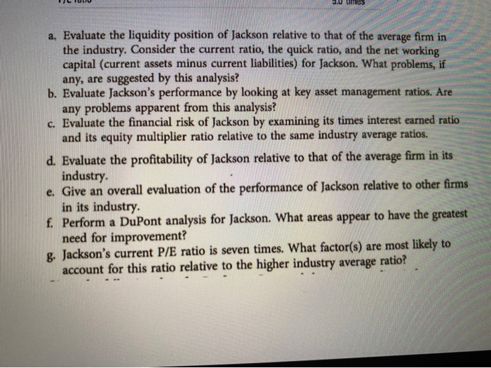a through Jackson Products Company's Balance Sheet December 31, 2016 Cash $