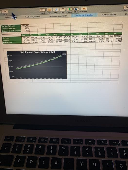 Chart Shape Media Comment Gradebook Summary Net Income Assumption Net Income Projection