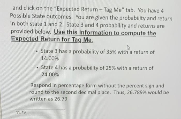  and click on the "Expected Return - Tag Me" tab. You