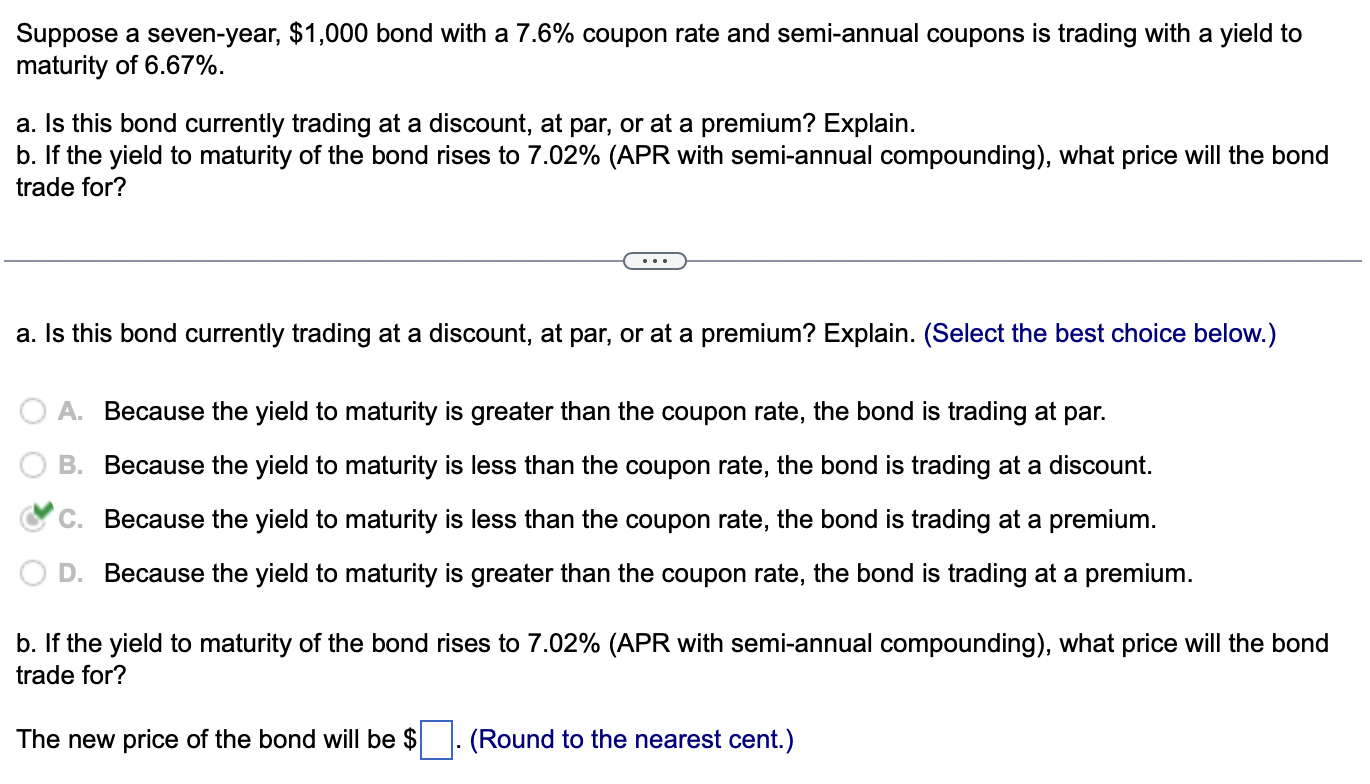 please help with b, will give thumbs up Suppose a seven-year, $1,000