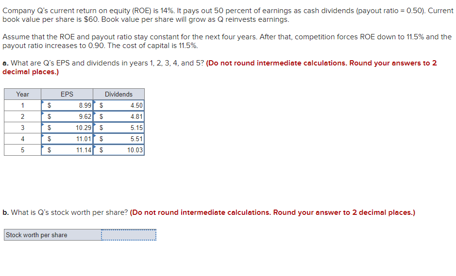 Company Q's current return on equity (ROE) is 14%. It pays