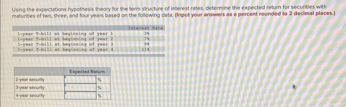  Using the expectations hypothesis theory for the term structure of interest