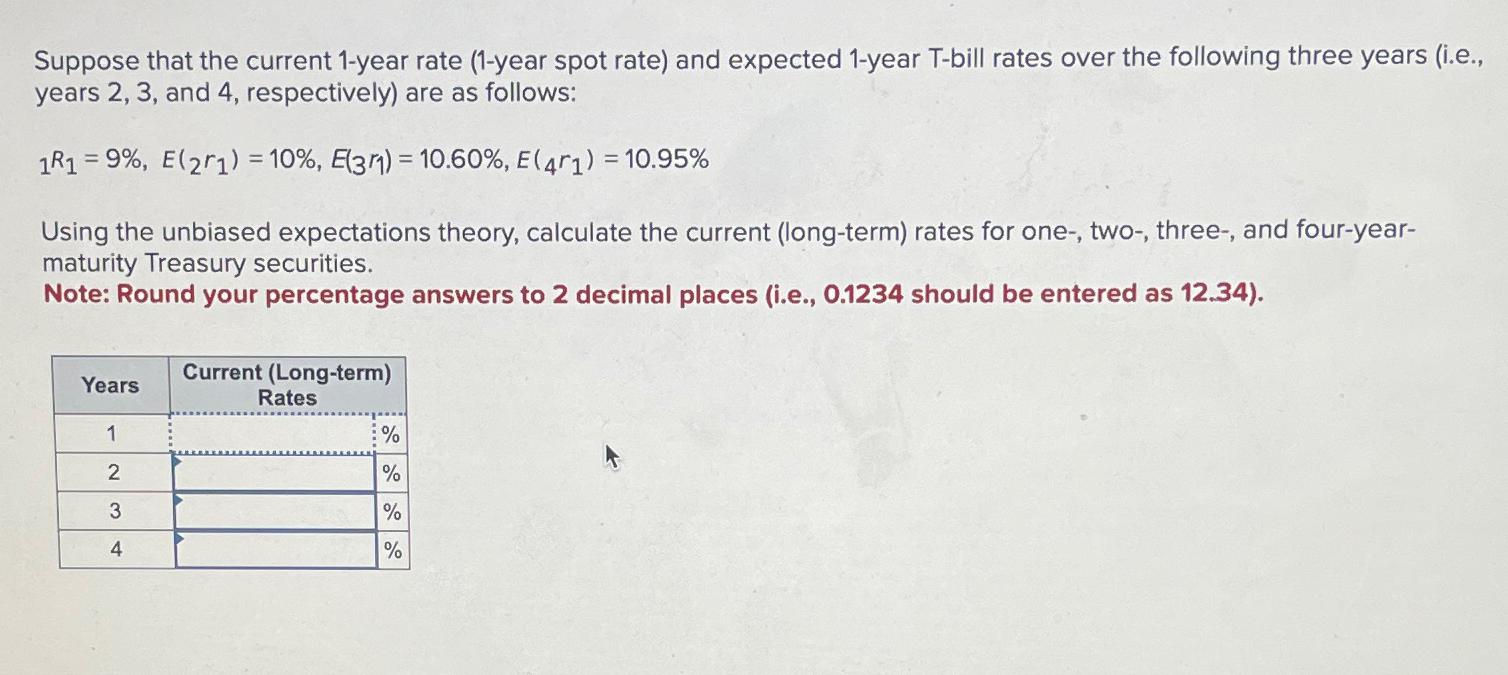  Suppose that the current 1-year rate (1-year spot rate) and expected