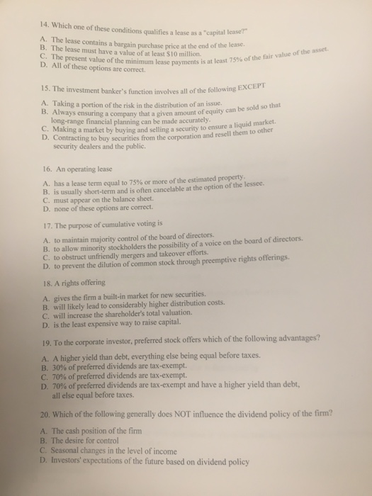 please only type the correct letter answer. no explanation needed 14. Which