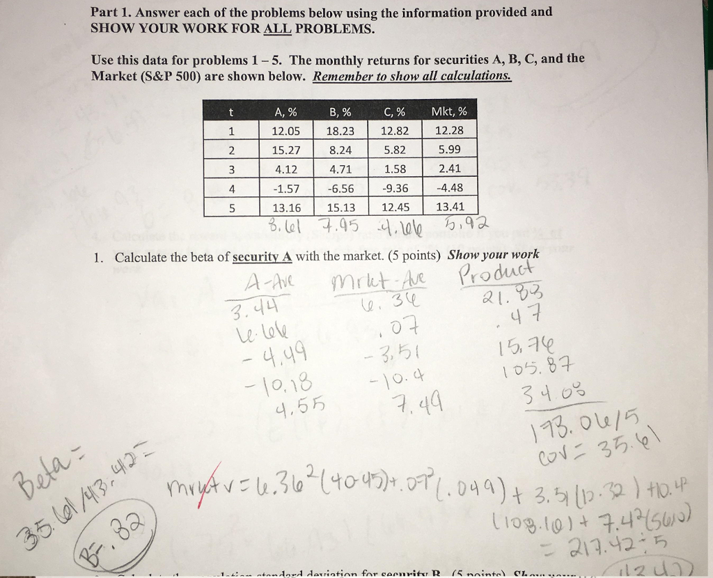  Part 1. Answer each of the problems below using the information