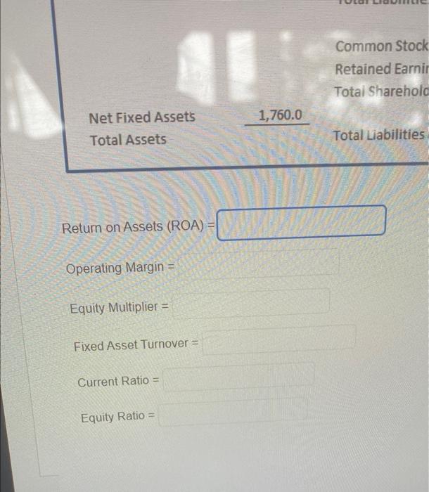 ratios. Complete any missing information necessary prior to completing the ratios Enter