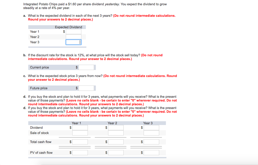 Please help! & Please do all parts and show work Integrated Potato