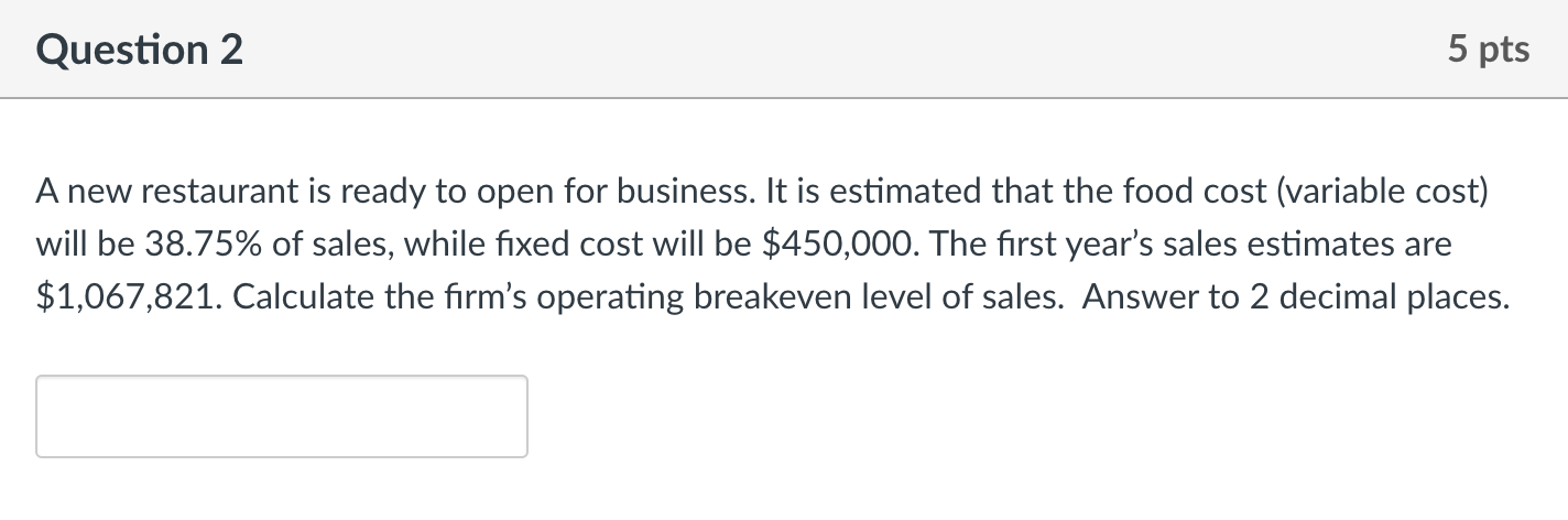 restaurant is ready to open for business. It is estimated that the