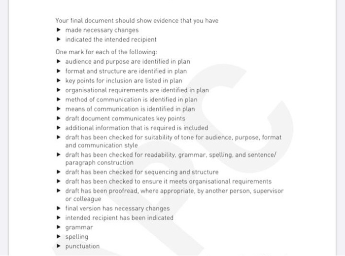 your organisation for one you are familiar with) plan, draft and finalise
