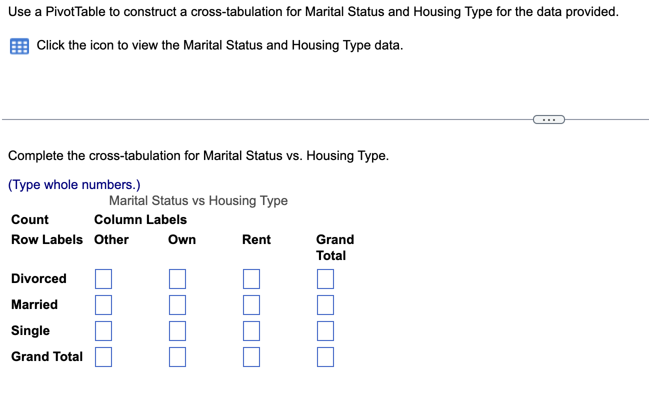 help me with this answer Use a PivotTable to construct a cross-tabulation