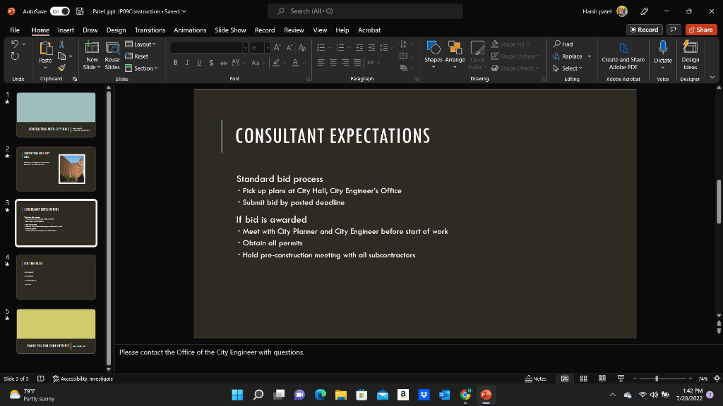 Projects folder with the file name Last_First_PowerPoint_IP09Construction 2 On the File tab,