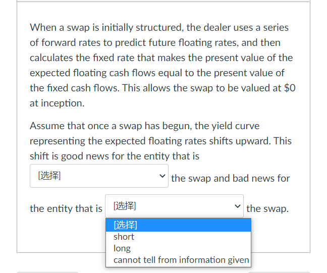 of forward rates to predict future floating rates, and then calculates the
