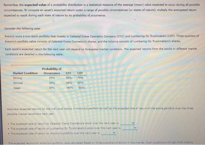  Remember, the expected value of a probability distribution is a statistical