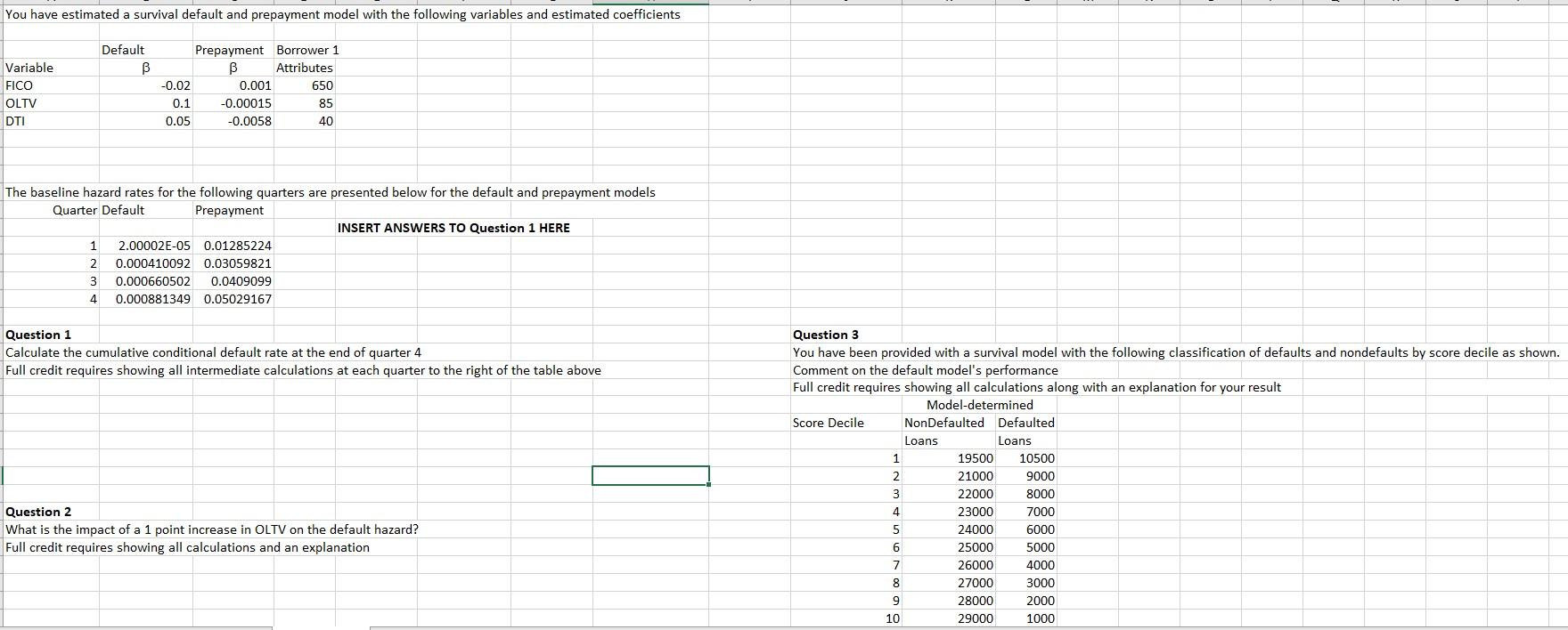  You have estimated a survival default and prepayment model with the