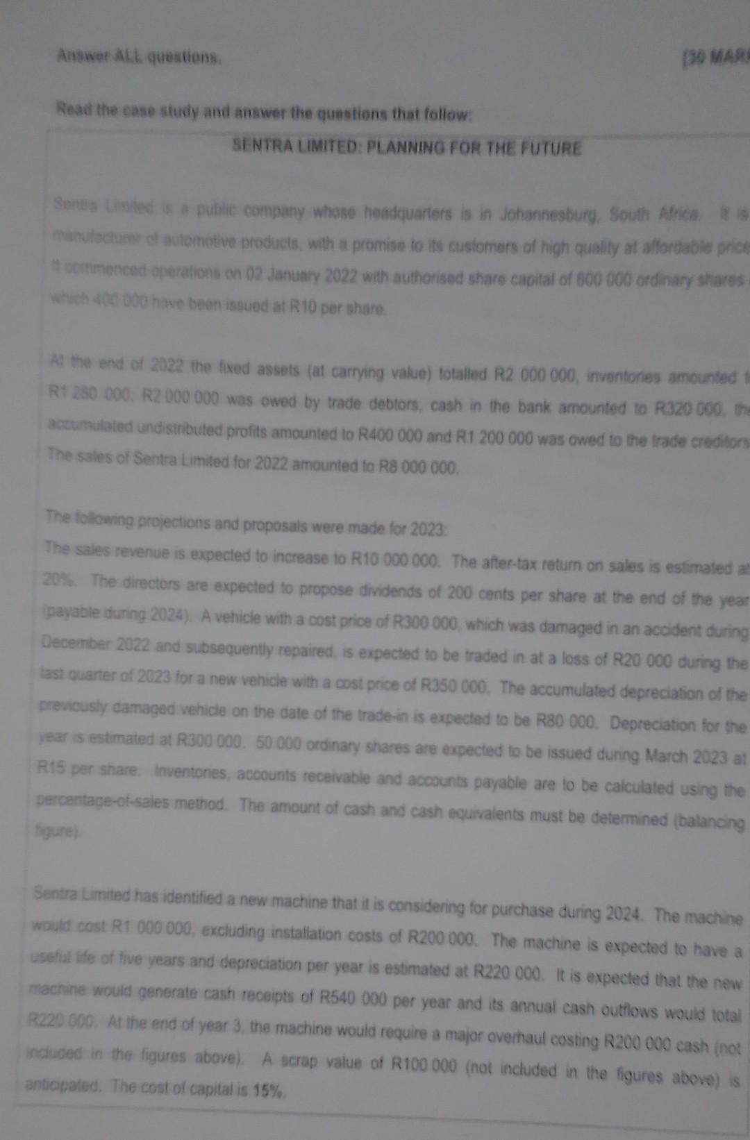  Answer ALL questiens: Be BAR: Read the case study and amswer