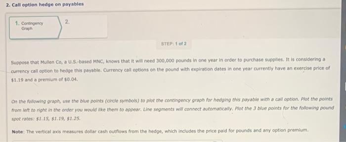  2. Call option hedge on payables 2 1. Contingency Graph STEP: