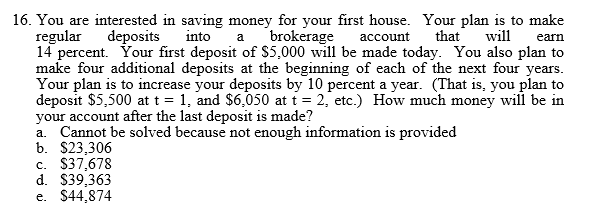  How would you do this problem on a financial calculator? 16.