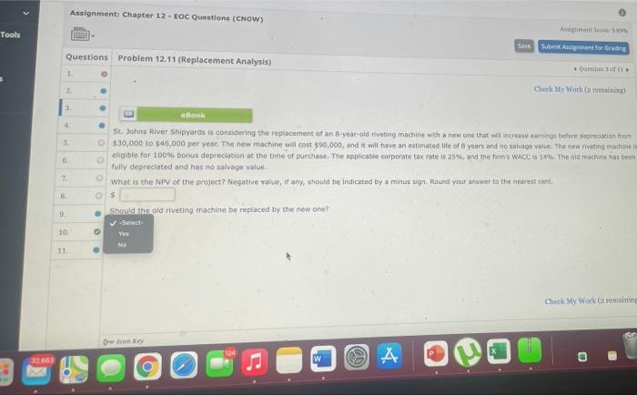  Assignment: Chapter 12 - EOC Questions (CNOW) Tools Anco Submissigt for